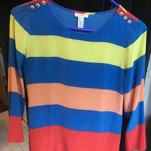 silk J. Crew bright striped blouse
